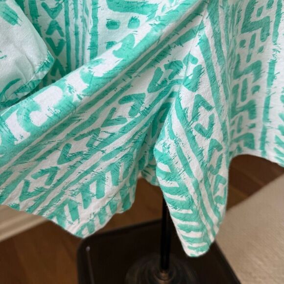 Vintage 90s Mint Green Abstract Tribal Print Shorts Shirt Set XL 1X - Picture 6 of 6